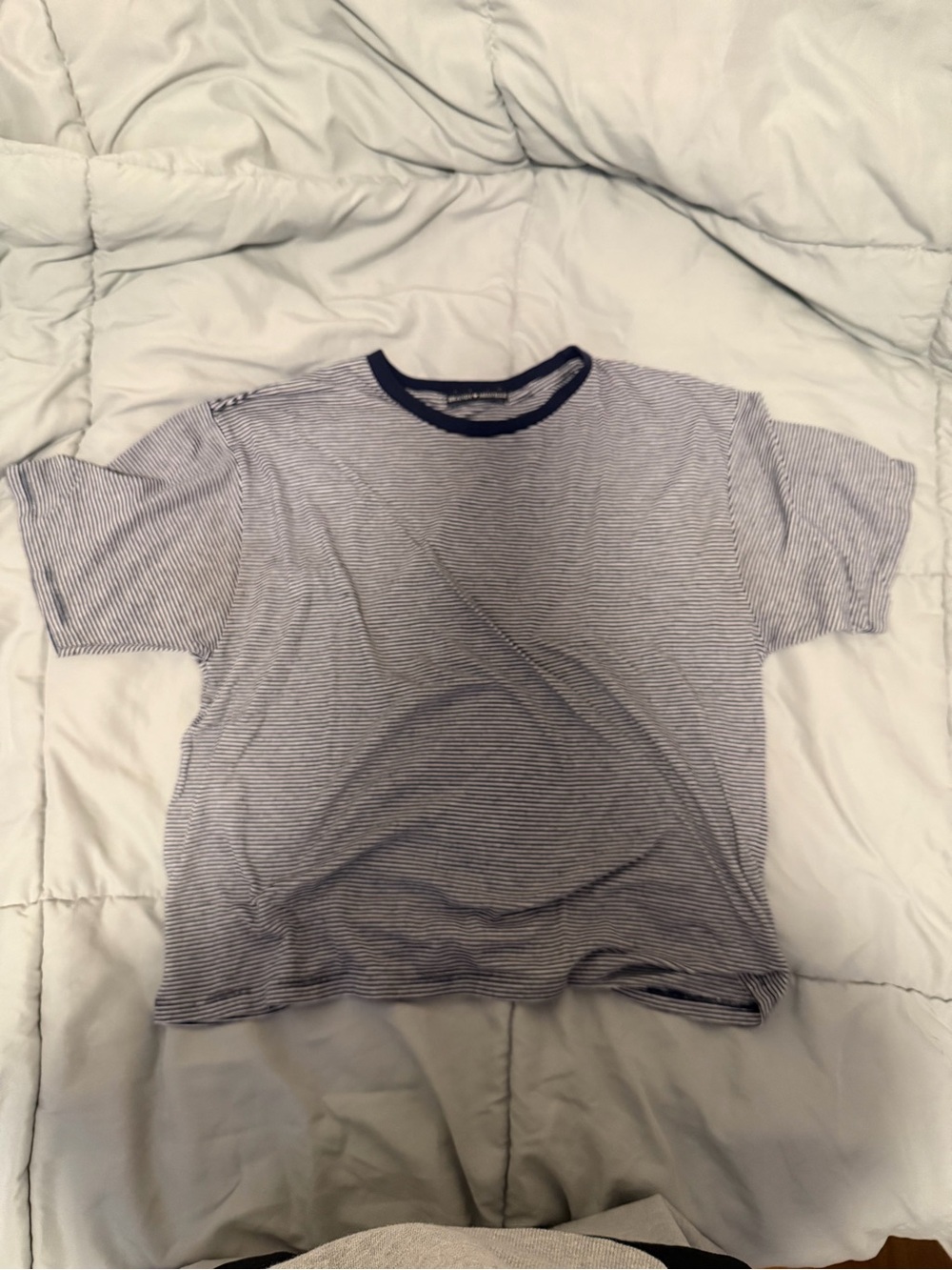Brandy Melville Navy & White Thin-Striped Ringer Tee